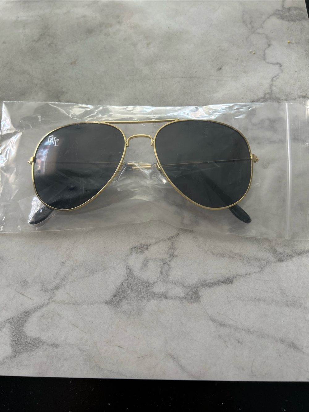 Gold Frame Aviator Sunglasses with Dark Lenses